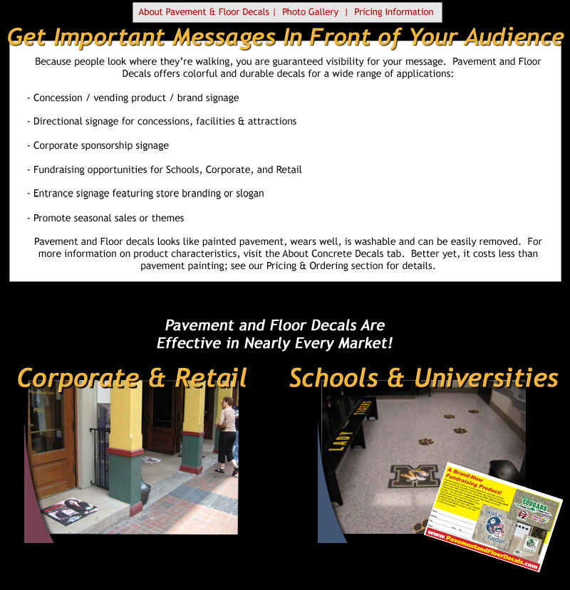 Pavement and Floor Decals by ELK Promotions, Inc.